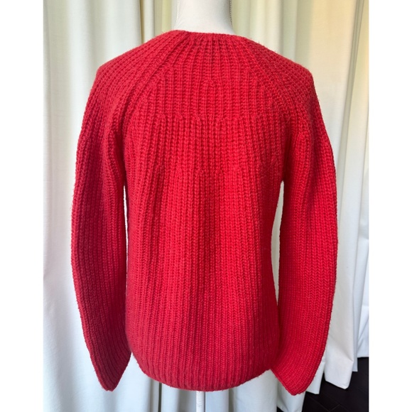 Rag & Bone Joseph Wool Blend V-Neck Sweater in Bright Coral, Size Small - Picture 9 of 14